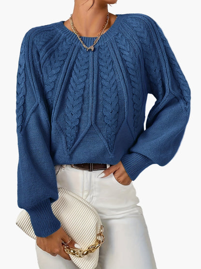 Damen Strickpullover Elegant mit Zopfmuster – Modischer Freizeit Sweater für Herbst und Frühling