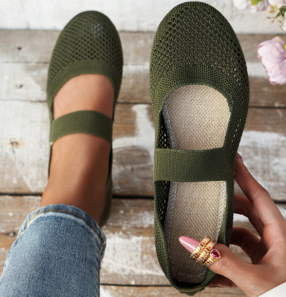 Dames comfortabele vrijetijdsballerina’s met klittenbandsluiting – Ademend zomerschoeisel voor dagelijks en wandelen