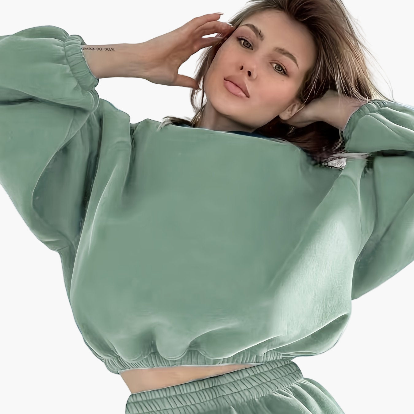 Conjunto de dos piezas de ocio para mujer – Elegante conjunto lounge suelto con suéter y pantalón