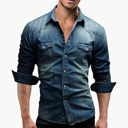 Camisa vaquera western de hombre con botones a presión – Estilo casual clásico