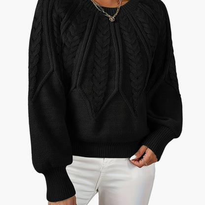 Damen Strickpullover Elegant mit Zopfmuster – Modischer Freizeit Sweater für Herbst und Frühling