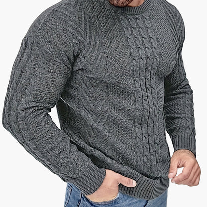 Herren Strickpullover im Casual Look für Herbst und Winter – Modischer Grobstrick Pullover mit Rundhalsausschnitt