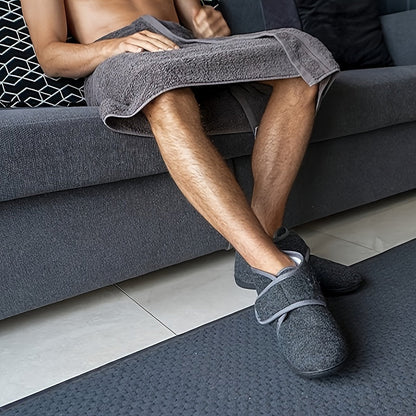 Herren Komfort-Hausschuhe mit Klettverschluss für Alltag und Freizeit
