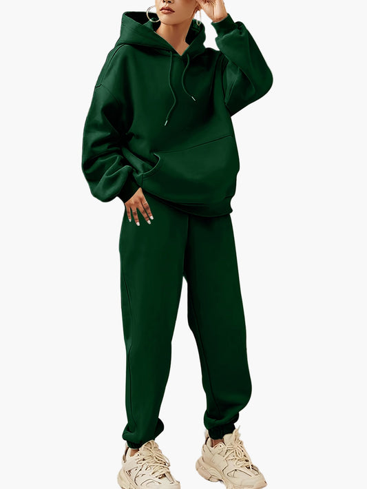 Damen Freizeit Hoodie Jogginganzug Set – Bequemer Kapuzenpullover und Jogginghose für Alltag und Sport