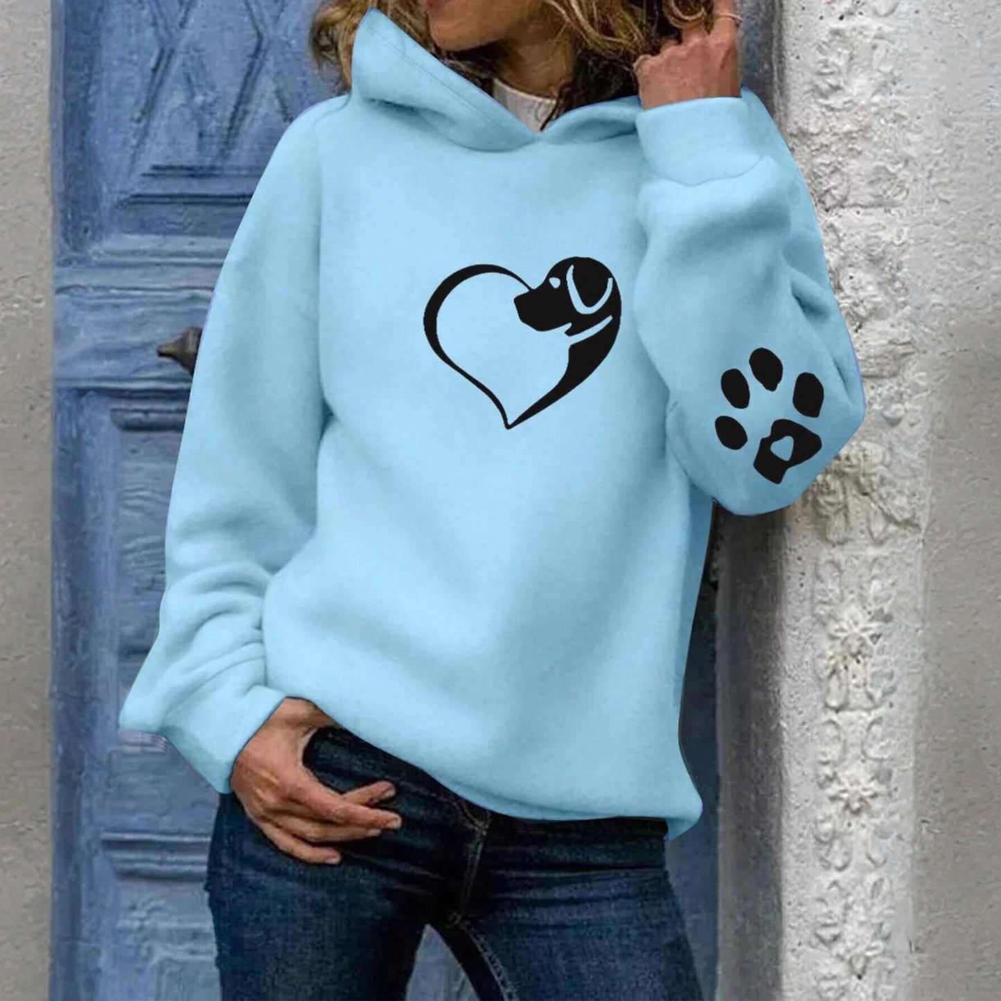 Dames Hoodie met hondenhart & pootafdruk – Dierenliefhebbers sweatshirt, ondersteunt dierenbescherming