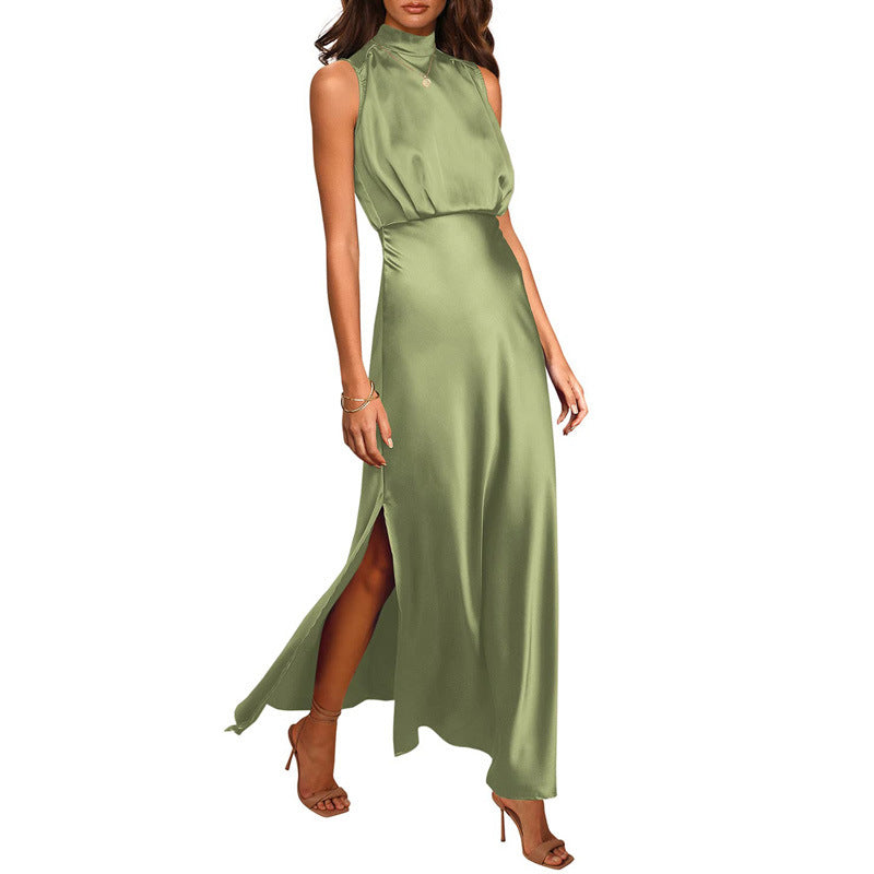 Imogen – Satin-Kleid mit Stehkragen