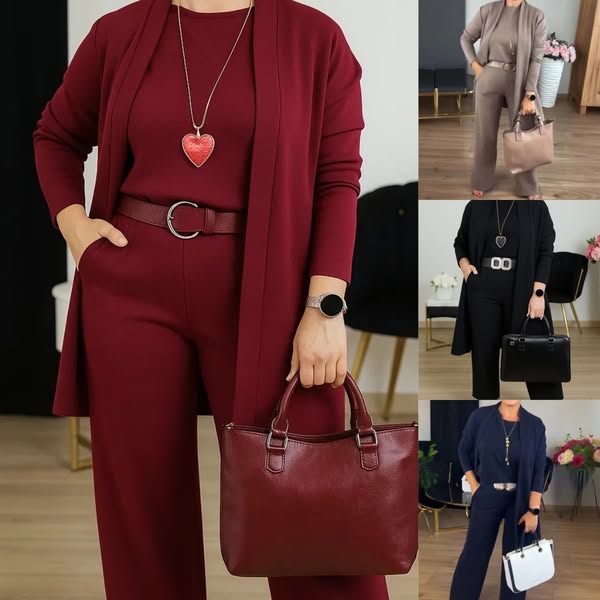 Damen 3-Teiler Set – Elegantes Minimalistisches Outfit für Alltag und Büro