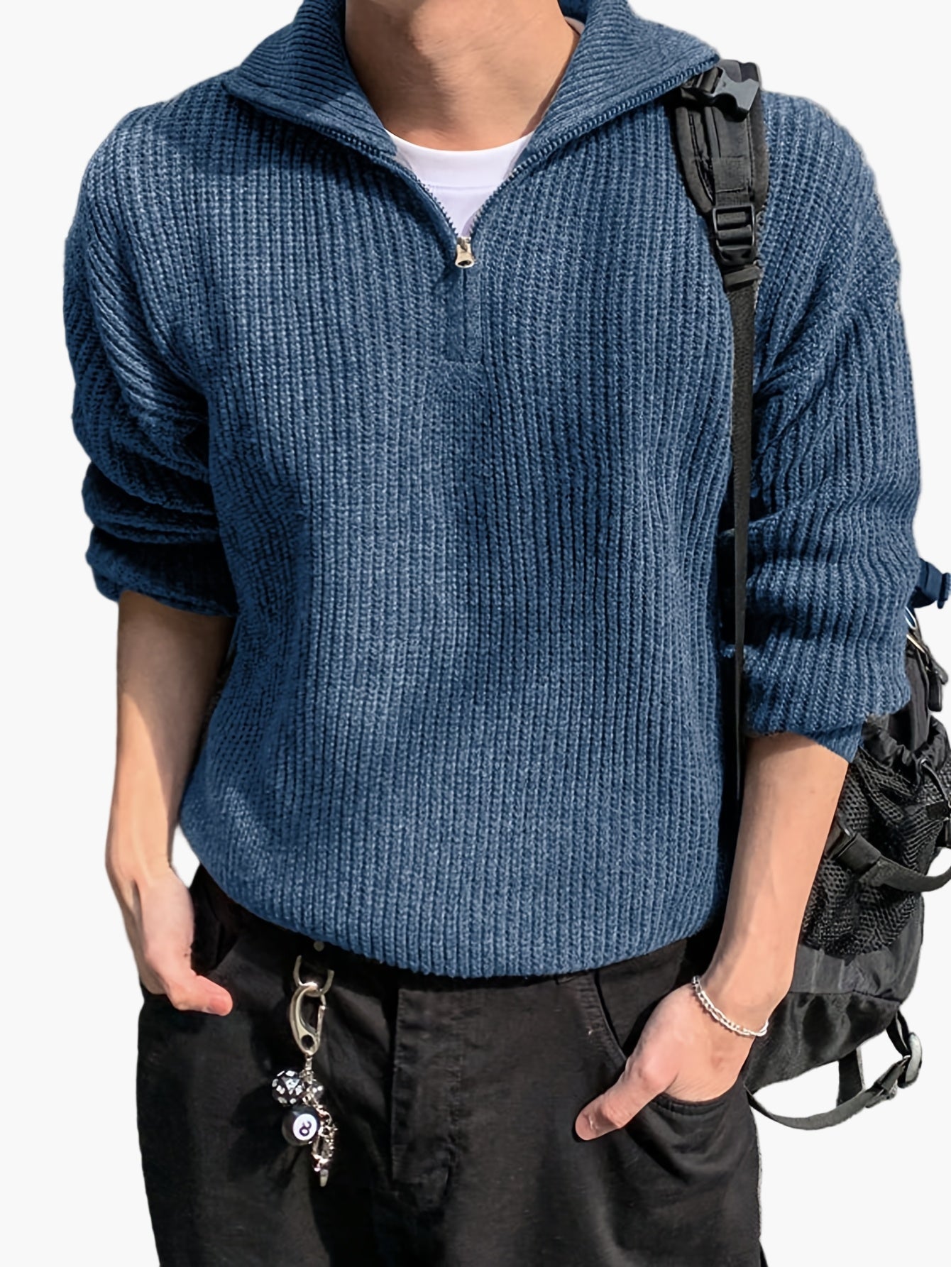 Herren Strickpullover mit Reißverschluss – Lässiger Halbzip Sweater für Alltag und Freizeit