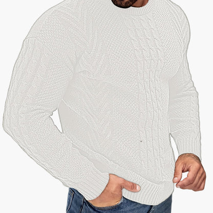 Herren Strickpullover im Casual Look für Herbst und Winter – Modischer Grobstrick Pullover mit Rundhalsausschnitt