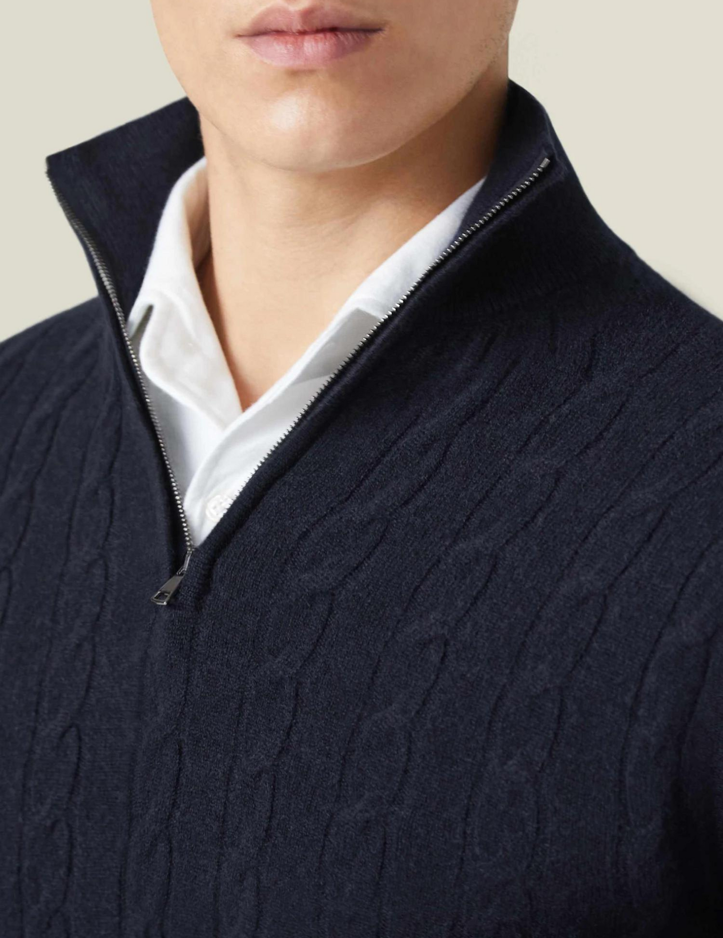 Herren Zopfmuster Strickpullover mit Reißverschluss – Eleganter Business & Freizeit Pullover