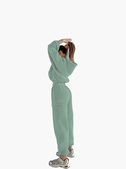 Conjunto de dos piezas de ocio para mujer – Elegante conjunto lounge suelto con suéter y pantalón