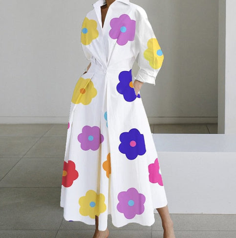 Angela – Langärmliges Blusenkleid mit elastischem Bund