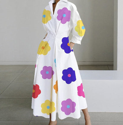 Angela – Langärmliges Blusenkleid mit elastischem Bund