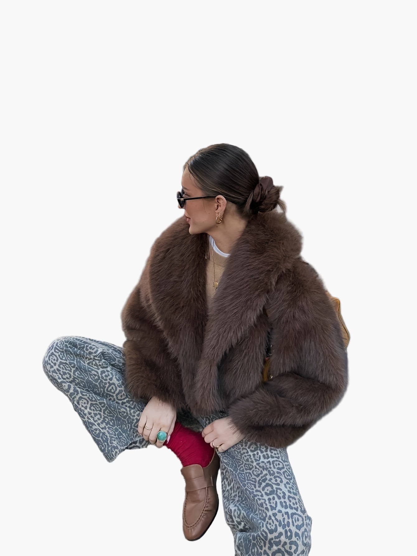 Damen Fashion Cropped Kunstfell Jacke – Trendige Kurzjacke für Herbst & Winter