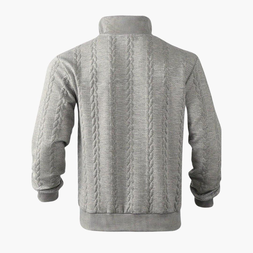 Herren Strickpullover Half-Zip – Stilvoller Freizeitpullover mit Zopfmuster für Alltag und Büro