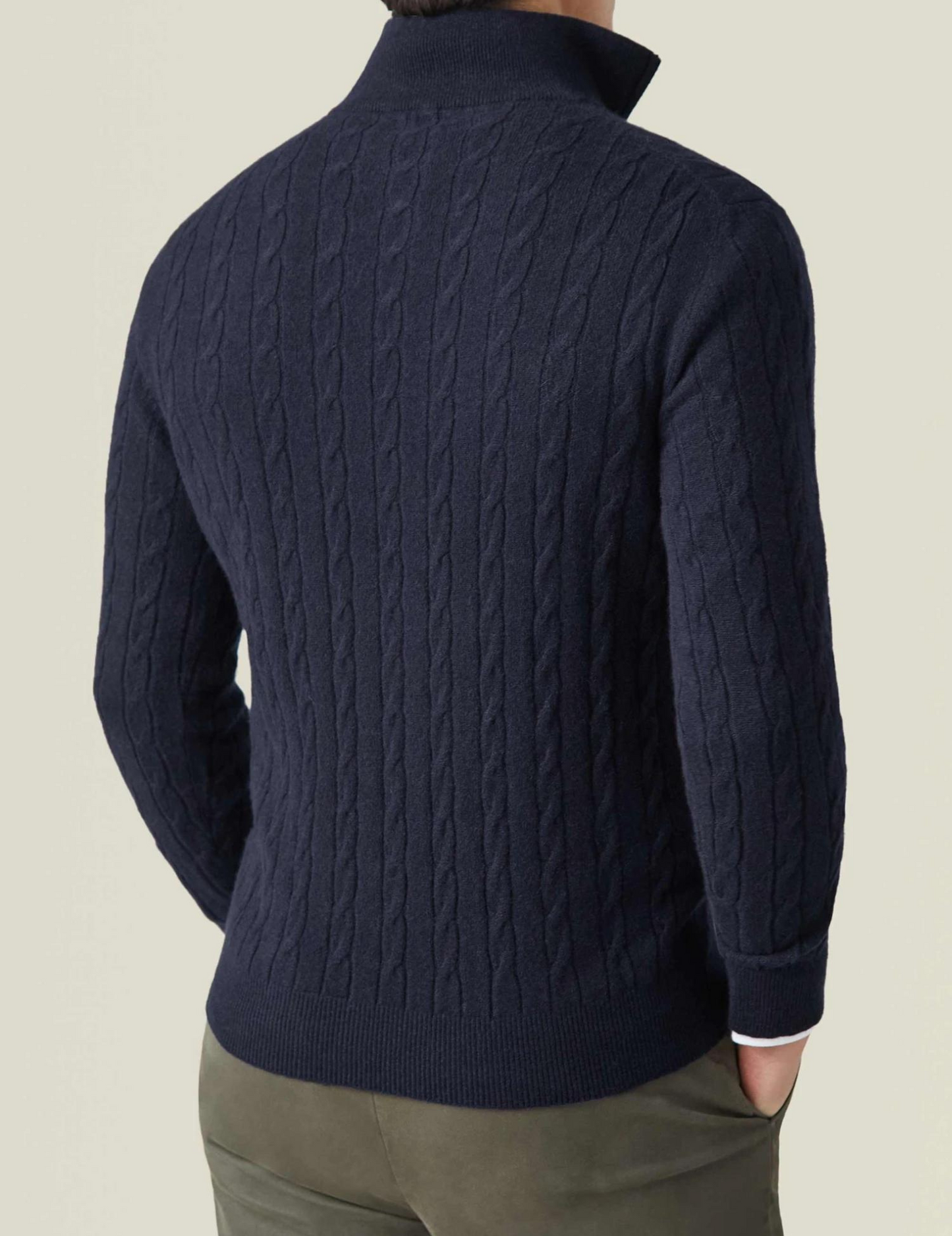 Herren Zopfmuster Strickpullover mit Reißverschluss – Eleganter Business & Freizeit Pullover