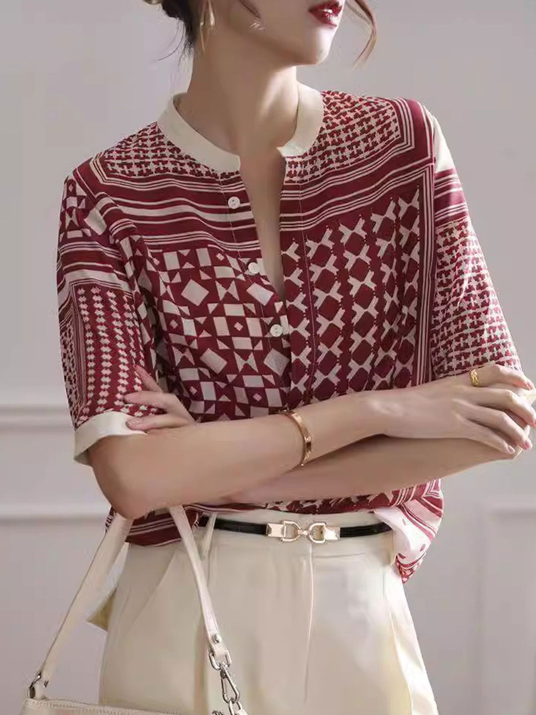 Aileen - Retro Kariertes Gestreiftes Hemd