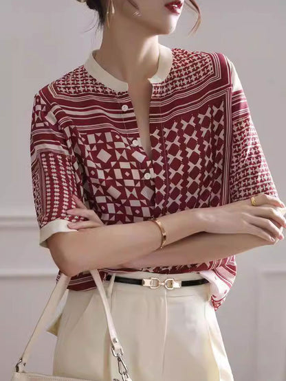 Aileen - Retro Kariertes Gestreiftes Hemd