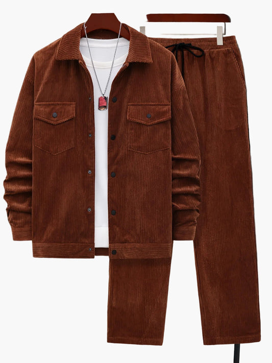 Herren Freizeit Zweiteiler Set – Lässige Jacke und Hose, Ideal für Herbst und Winter