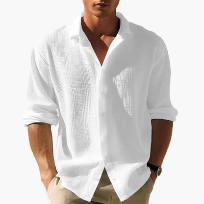 Camicia da uomo a manica lunga per il tempo libero con colletto revers – Camicia estiva moderna per tutti i giorni e vacanze