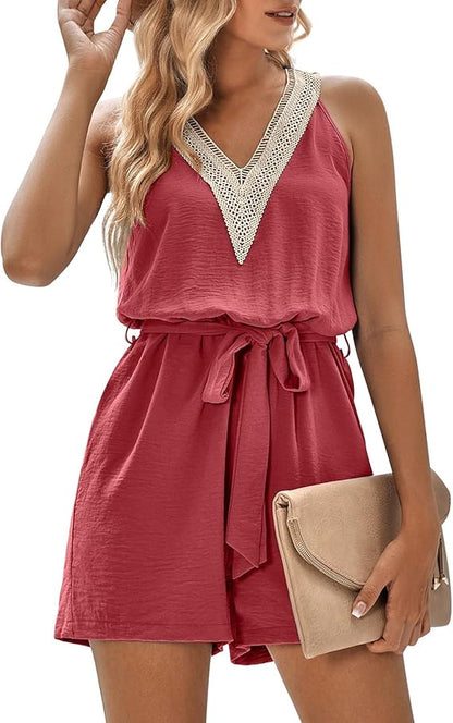 Abigail – Rückenfreier Damen-Jumpsuit mit Taillengürtel und Taschen