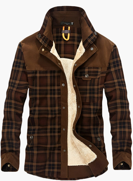 Herren Outdoor Flanelljacke im Holzfäller-Stil mit Fleece – Freizeit- und Arbeitsjacke