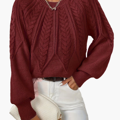 Damen Strickpullover Elegant mit Zopfmuster – Modischer Freizeit Sweater für Herbst und Frühling