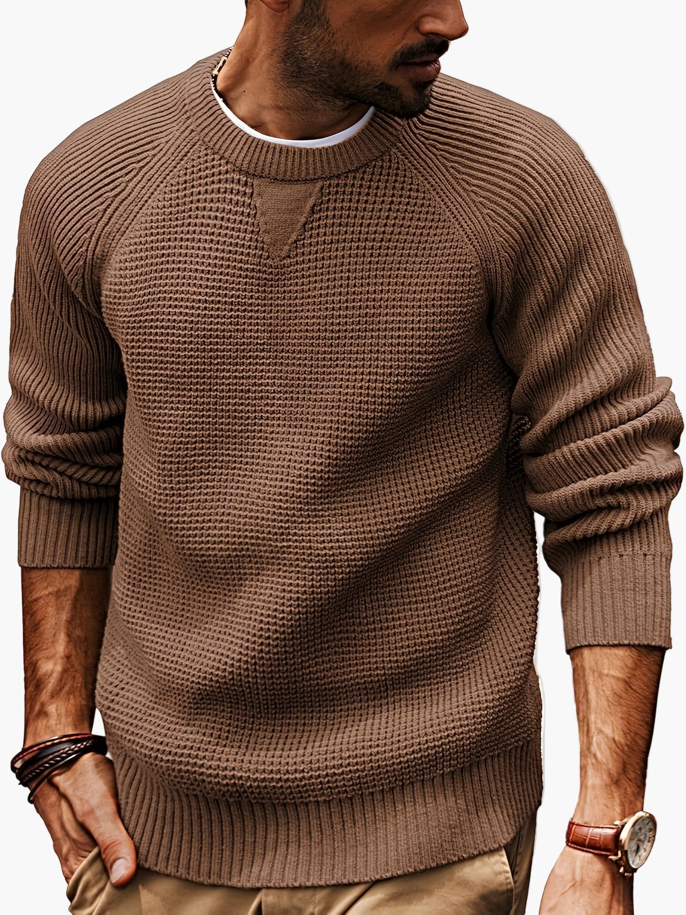 Herren Vintage Strickpullover – Lässiger Rundhals Sweater für Alltag & Freizeit