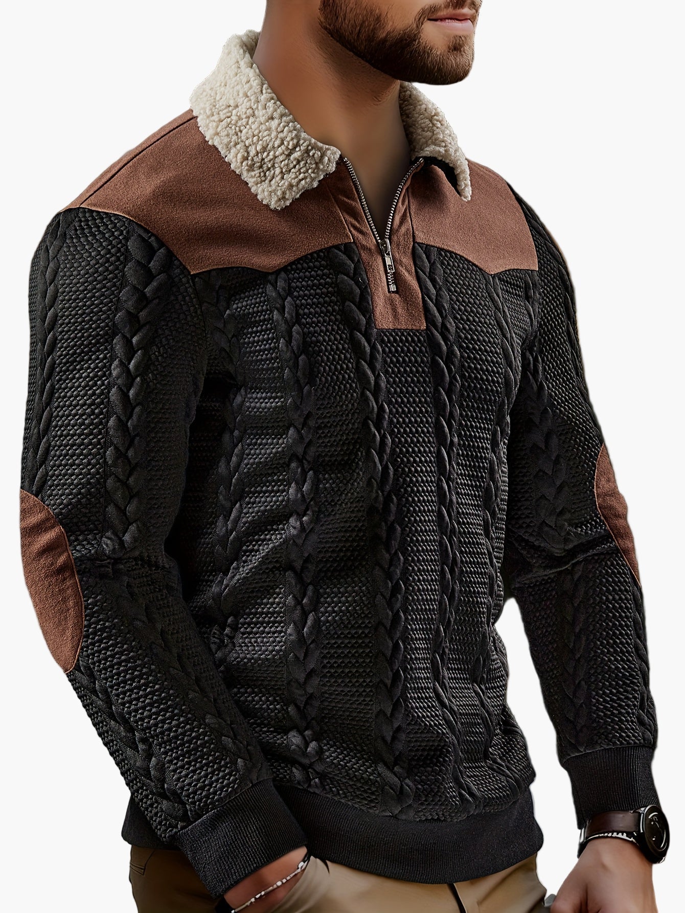 Herren Strickpullover mit modischem Zipper und Kontrast-Details – Lässiger Alltagsstil