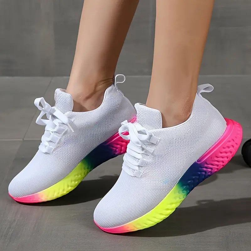Alice – Damen Kunstleder Sneaker mit Regenbogensohle