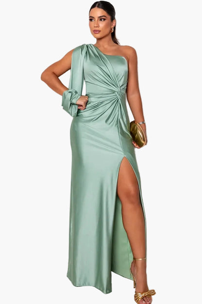 Dam Aftonklänning One-Shoulder Elegant festlig med slits – Perfekt för speciella tillfällen