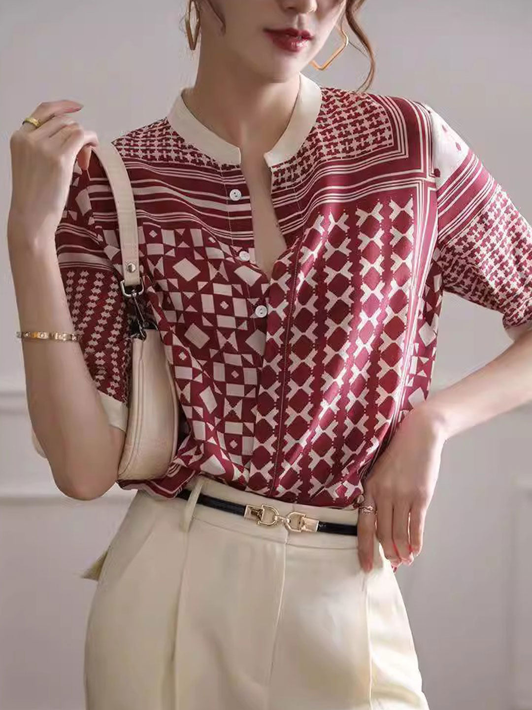 Aileen - Retro Kariertes Gestreiftes Hemd