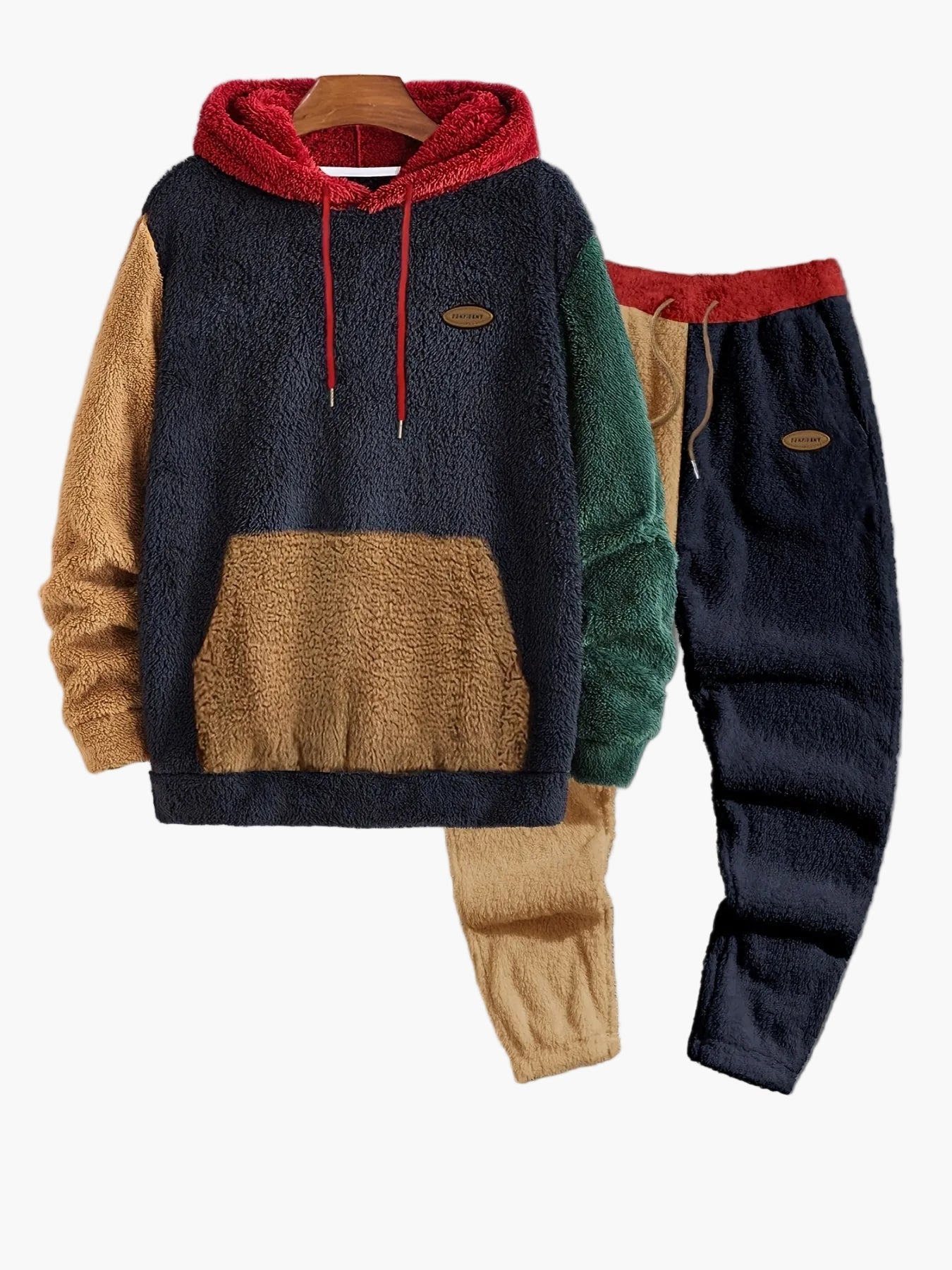 Herren Freizeit Zweiteiler Set Kapuzenpullover und Jogginghose, Kuschelig, Herbst/Winter, Streetwear Style