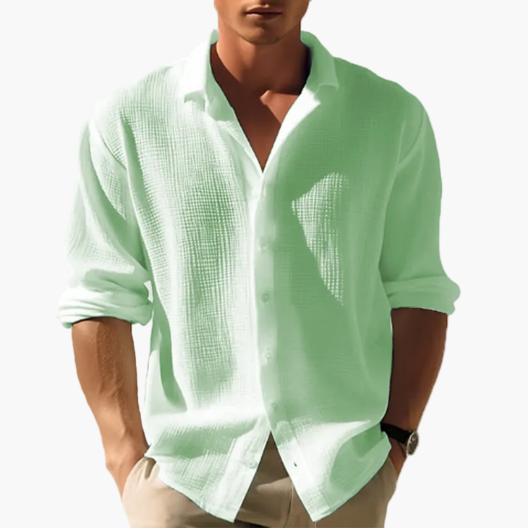 Camicia da uomo a manica lunga per il tempo libero con colletto revers – Camicia estiva moderna per tutti i giorni e vacanze