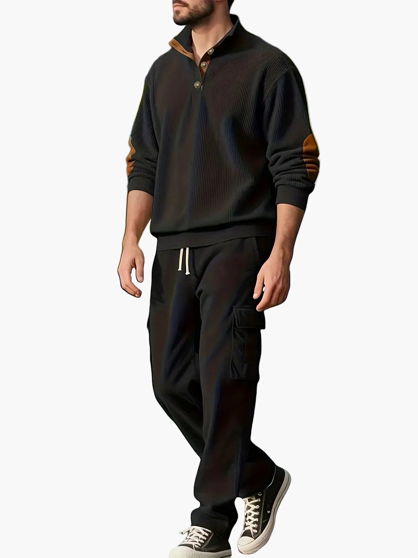 Herren Freizeit-Set mit Kordelzug Jogginghose und Pullover im modernen Streetstyle – ideal für Alltag und Freizeit