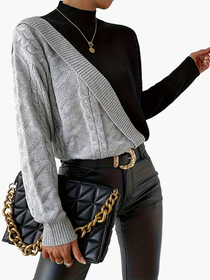 Damen Pullover im Patchwork-Design, eleganter Stil für Alltag und Büro