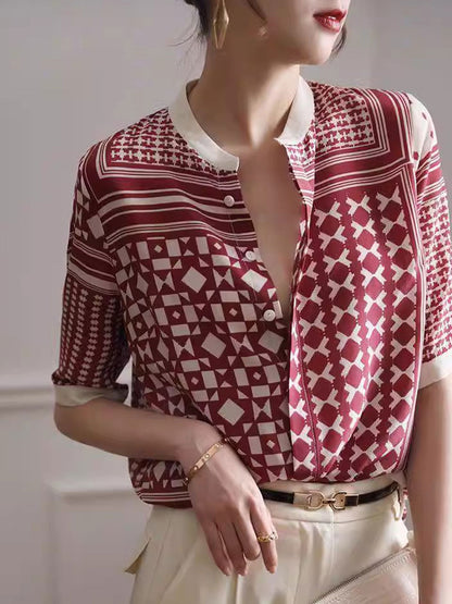 Aileen - Retro Kariertes Gestreiftes Hemd