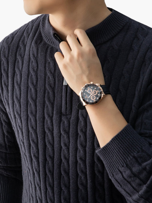 Herren Strickpullover mit Zopfmuster und Stehkragen – Modischer Freizeit-Look für Herbst und Winter