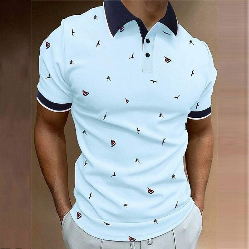 Doug – T-shirt a maniche corte con stampa digitale 3D e motivo barca a vela