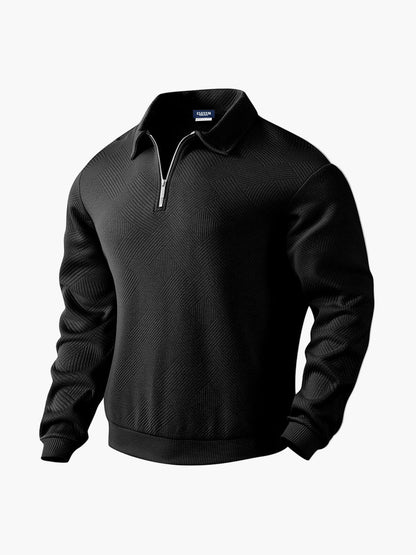 Herren Halb-Zip Pullover mit Strukturmuster – Smart-Casual Stil für Alltag und Büro