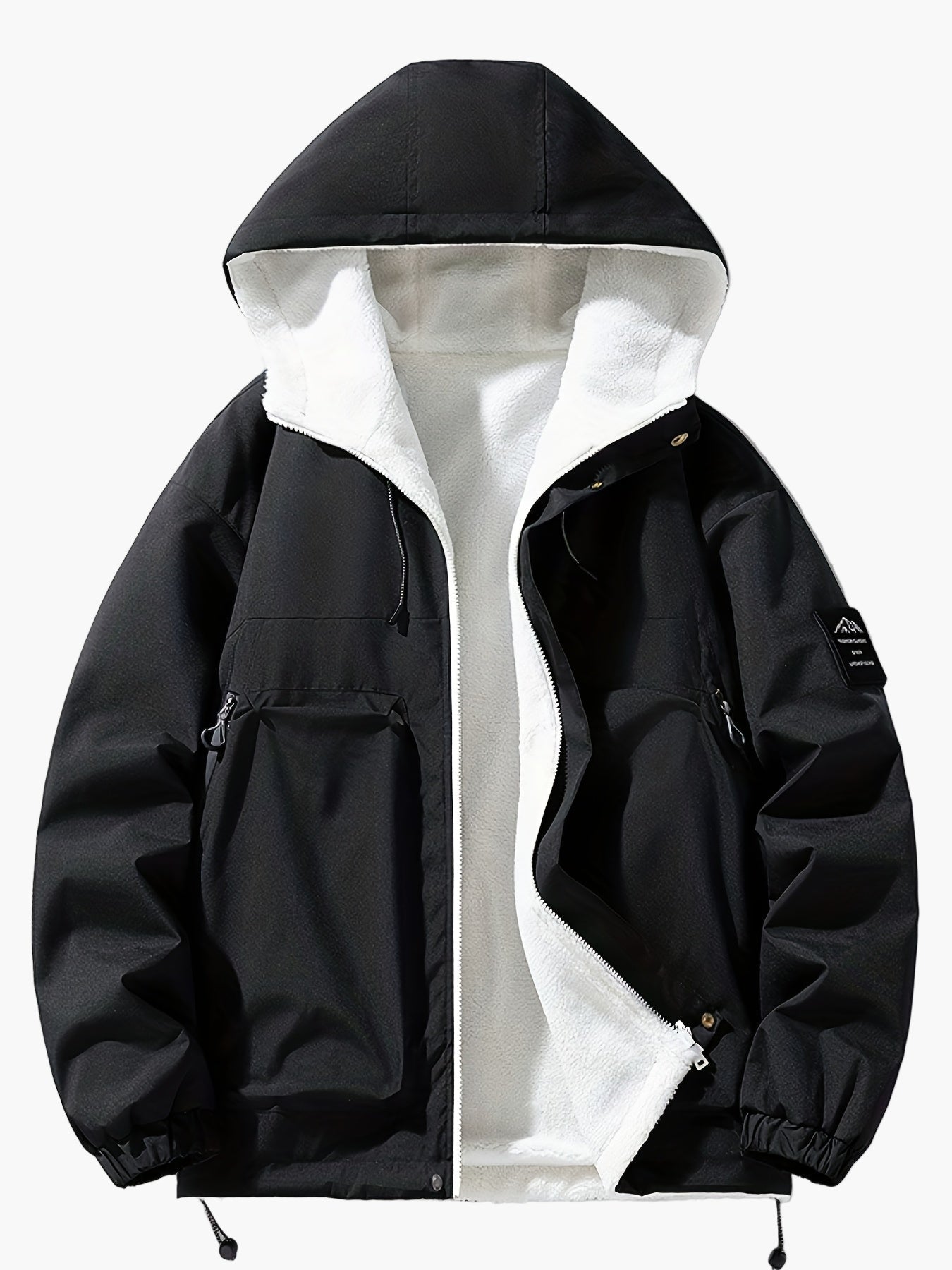 Herren Winterjacke mit Kapuze, Urban Streetwear, Casual Outdoorjacke, Warm Gefüttert