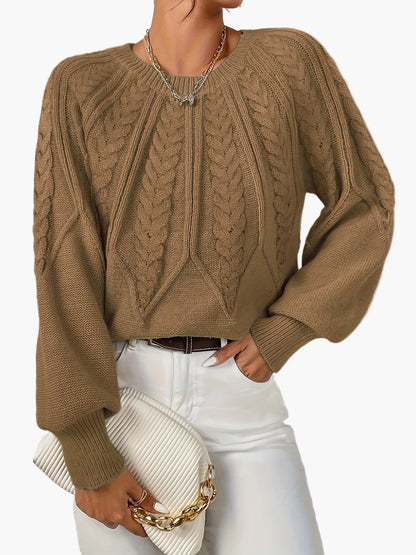 Damen Strickpullover Elegant mit Zopfmuster – Modischer Freizeit Sweater für Herbst und Frühling