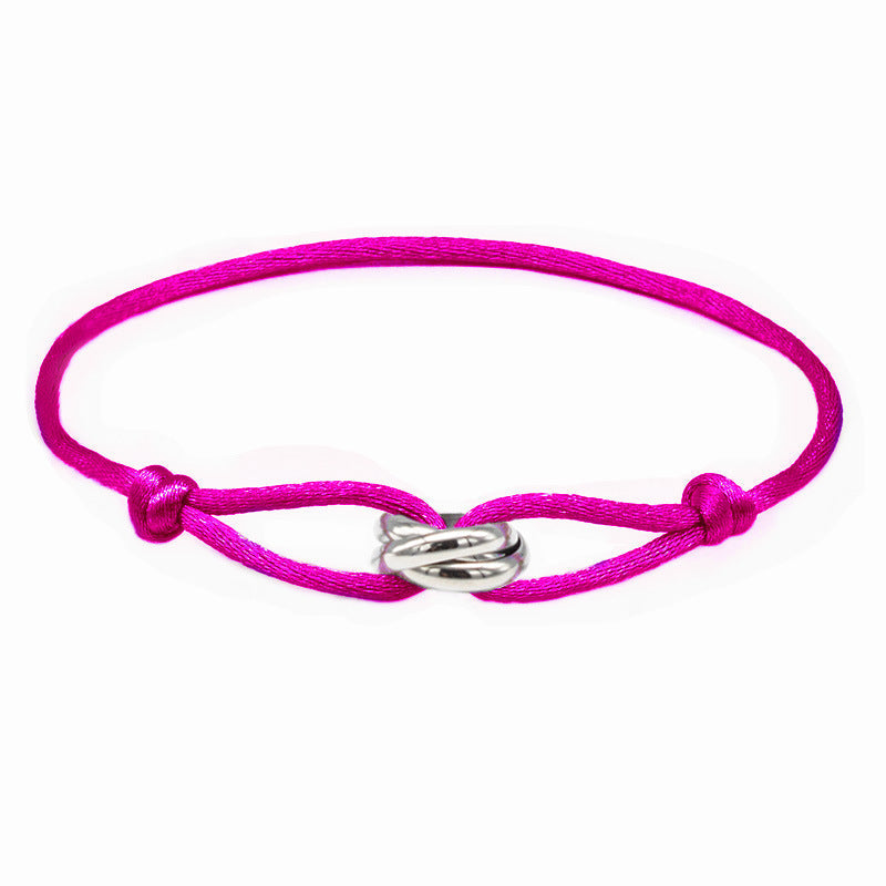 Pulsera ajustable azul claro con anillos entrelazados de acero inoxidable – Unisex y minimalista
