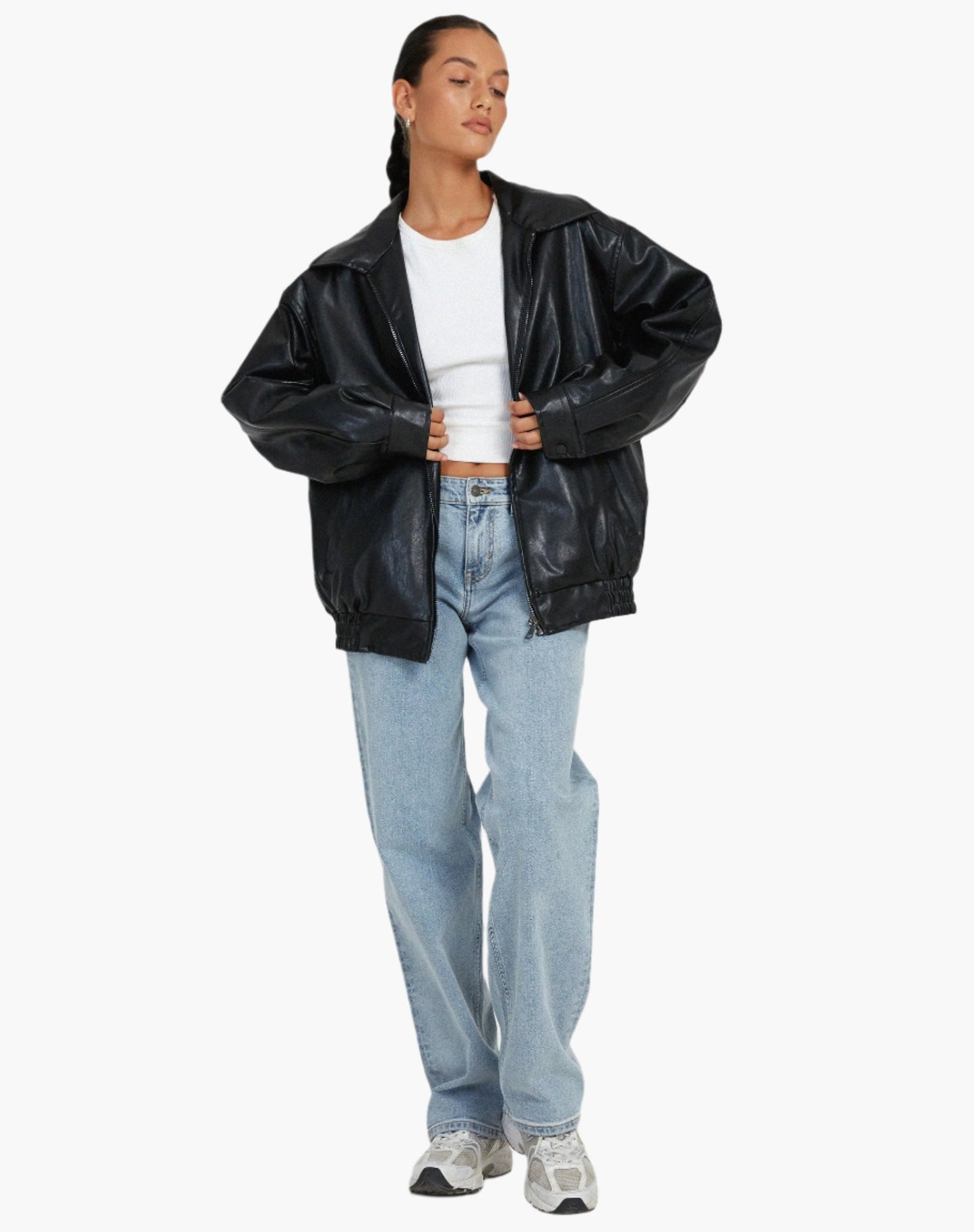 Damen Oversize Kunstlederjacke – Modischer Streetstyle-Look für Freizeit & Alltag