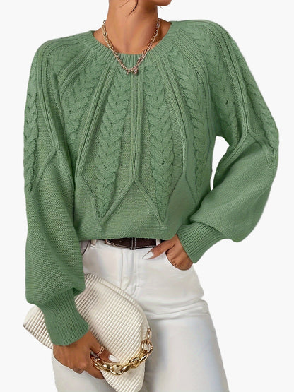 Damen Strickpullover Elegant mit Zopfmuster – Modischer Freizeit Sweater für Herbst und Frühling