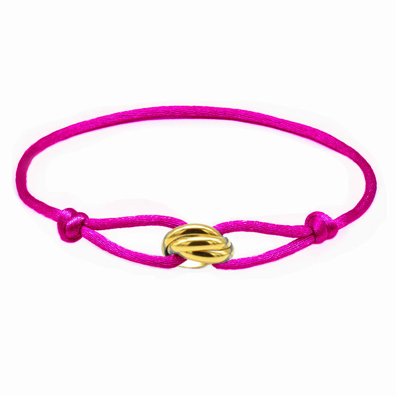 Pulsera ajustable azul claro con anillos entrelazados de acero inoxidable – Unisex y minimalista