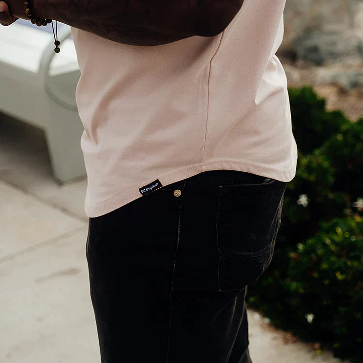 Sommar T-shirt Herr – Drop Cut Basic Shirt med Rundhals & Längre Skärning