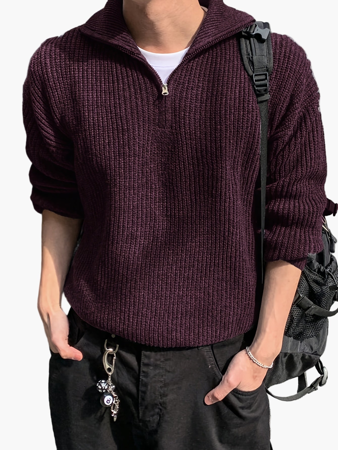 Herren Strickpullover mit Reißverschluss – Lässiger Halbzip Sweater für Alltag und Freizeit