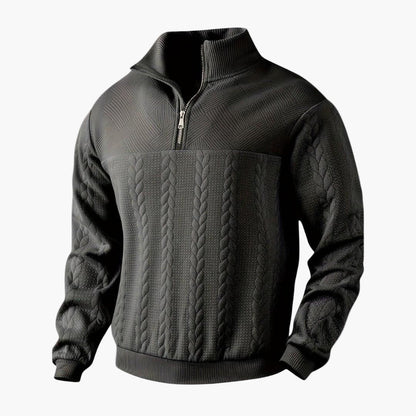 Herren Strickpullover Half-Zip – Stilvoller Freizeitpullover mit Zopfmuster für Alltag und Büro