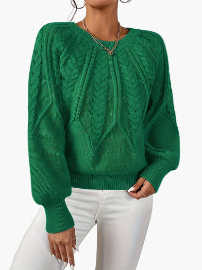 Damen Strickpullover Elegant mit Zopfmuster – Modischer Freizeit Sweater für Herbst und Frühling